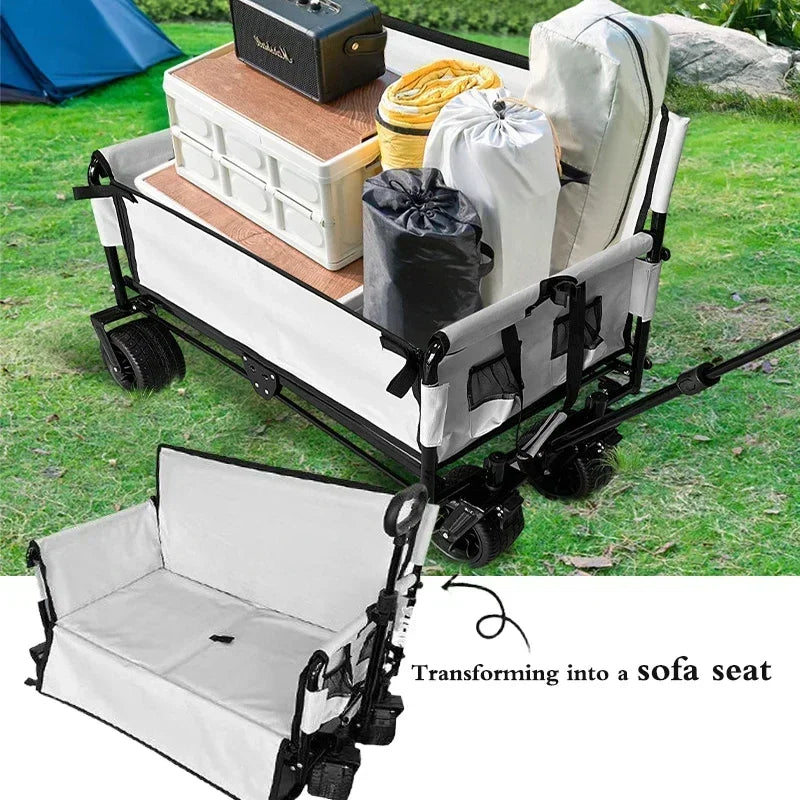 Outdoor multifunctional camping vehicle, stall, folding small cart, outdoor sofa, camping vehicle, multi-purpose folding vehicle