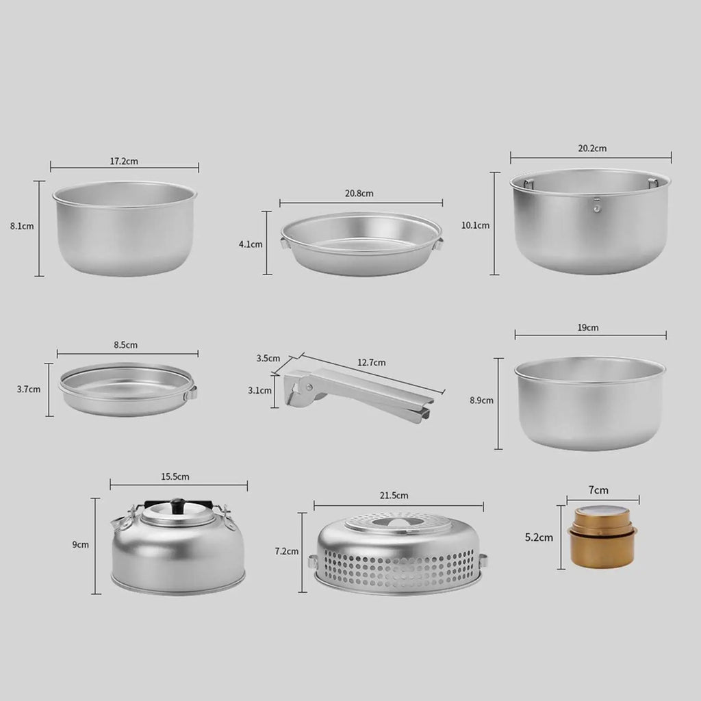 Camping Cookware Set Lightweight Portable Gear Compact Cooking Gear Pot and Pan Frying Pan for Camp Picnic