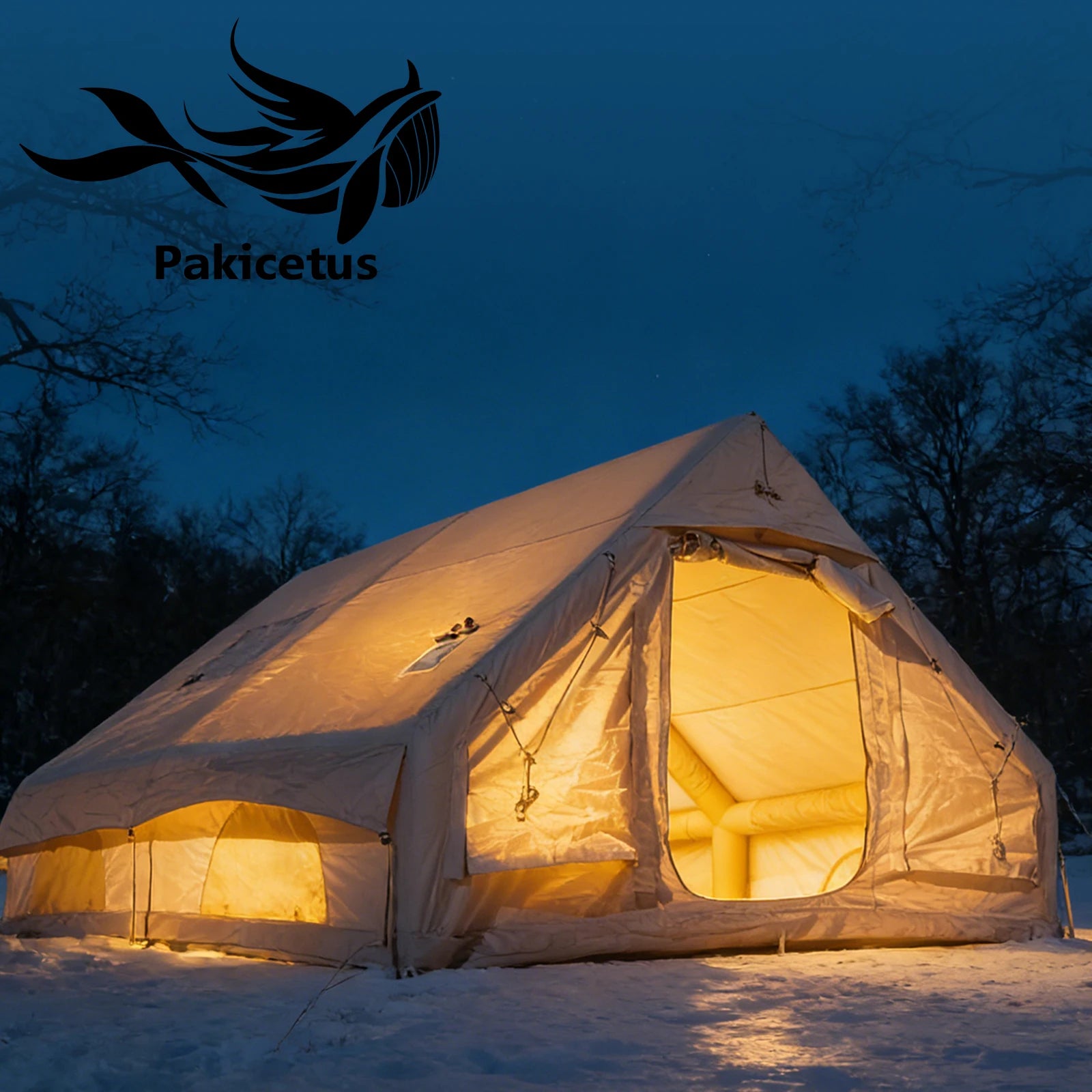 PAKICETUS Inflatable camping tent 4-8 people with windows portable water-resistant camping tent  Four season tents