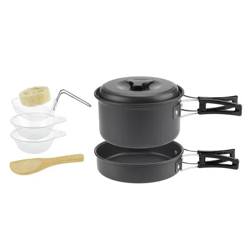 Camping Cookware Set for 1-7 Persons, Lightweight and Portable Pot and Pan with Carrying Bag, Perfect for Outdoor Camping
