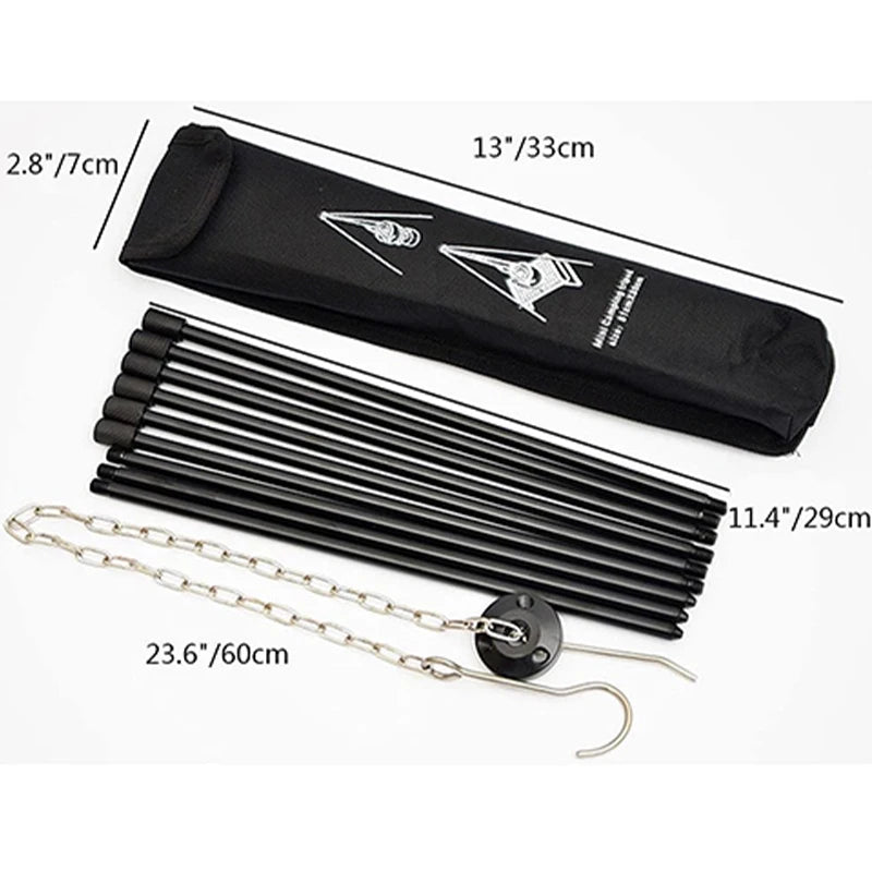 Camping Tripod Stand, Outdoor Cooking Tripod, Aluminum Telescopic Campfire Tripods, for Adjustable Chain, Lightweight, Portable.