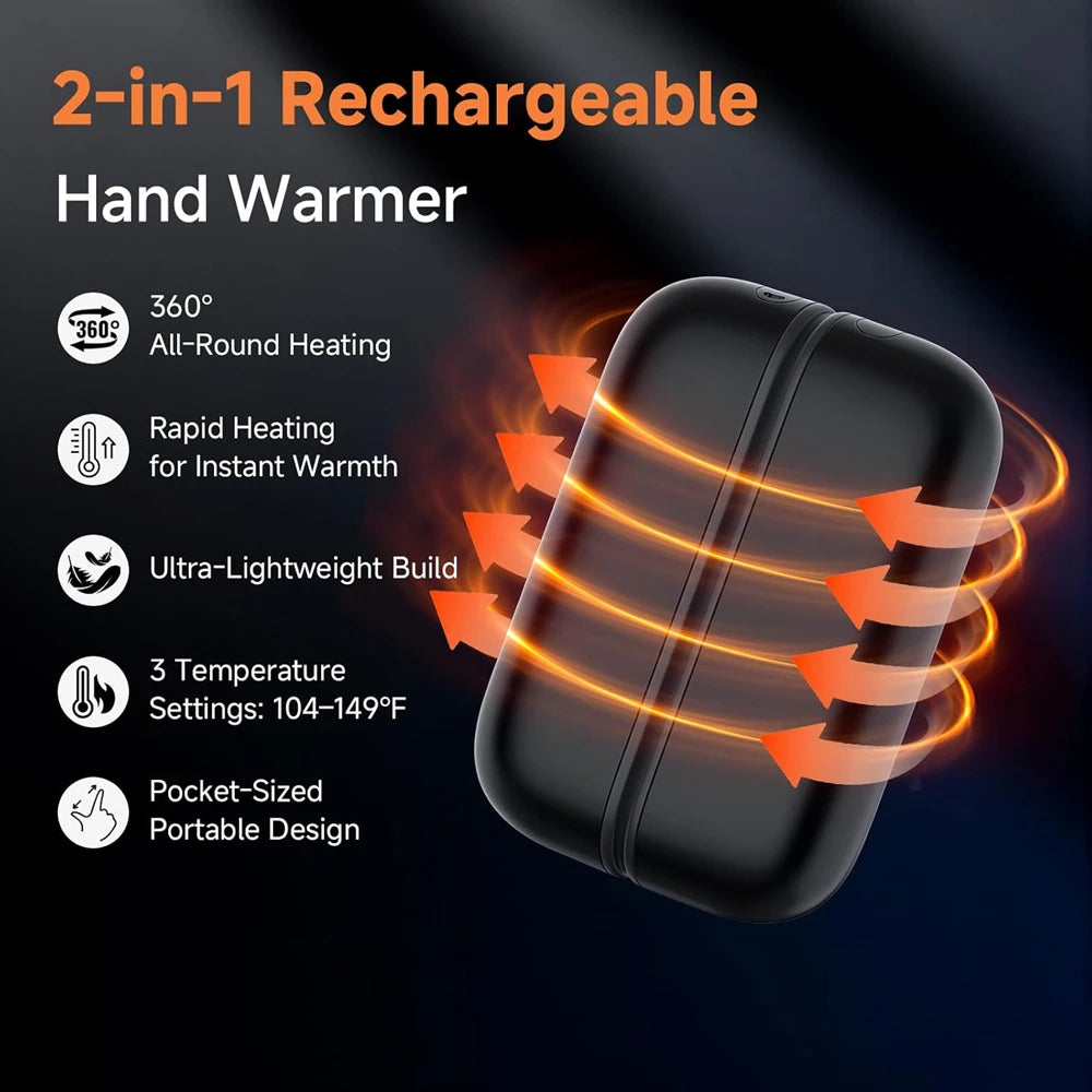 Hand Warmers Rechargeable 2 Pack 6000mAh Magnetic Electric Hand Warmer with LED Display Portable Camping Tech Gifts Outdoors