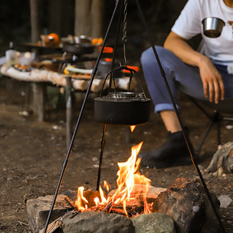 Camping Tripod Stand, Outdoor Cooking Tripod, Aluminum Telescopic Campfire Tripods, for Adjustable Chain, Lightweight, Portable.