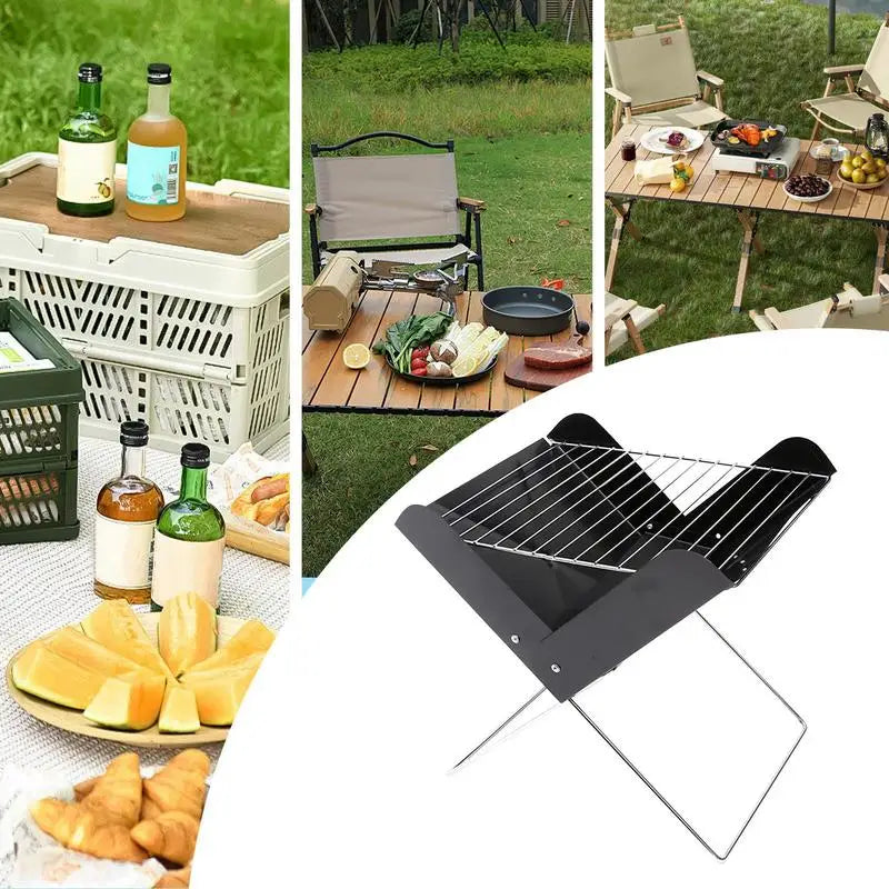 Heavy Duty Portable Folding Metal Grill for Camping Outdoor Cooking Desktop Camp Fire Barbecue Grilling Picnics