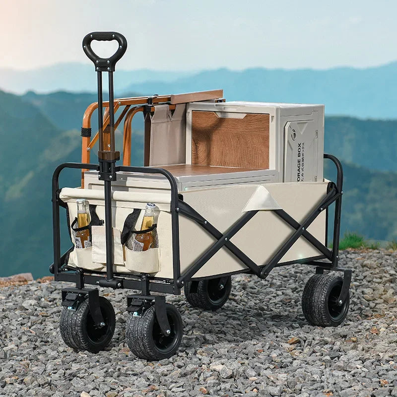 Large-capacity Outdoor Camper Hiking Beach Picnic Camping Folding Stall To Carry Brakes Heavy Duty Off Road Utility Cart