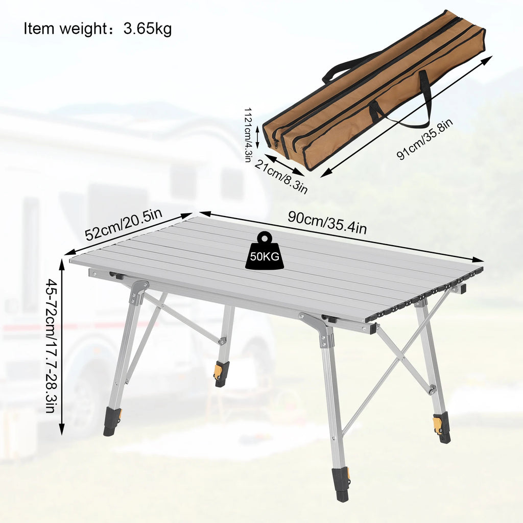 WOLTU Foldable Camping Table Outdoor Furniture Height-Adjustable Computer Bed Table Folding Desk for Picnic Garden Travel Hiking