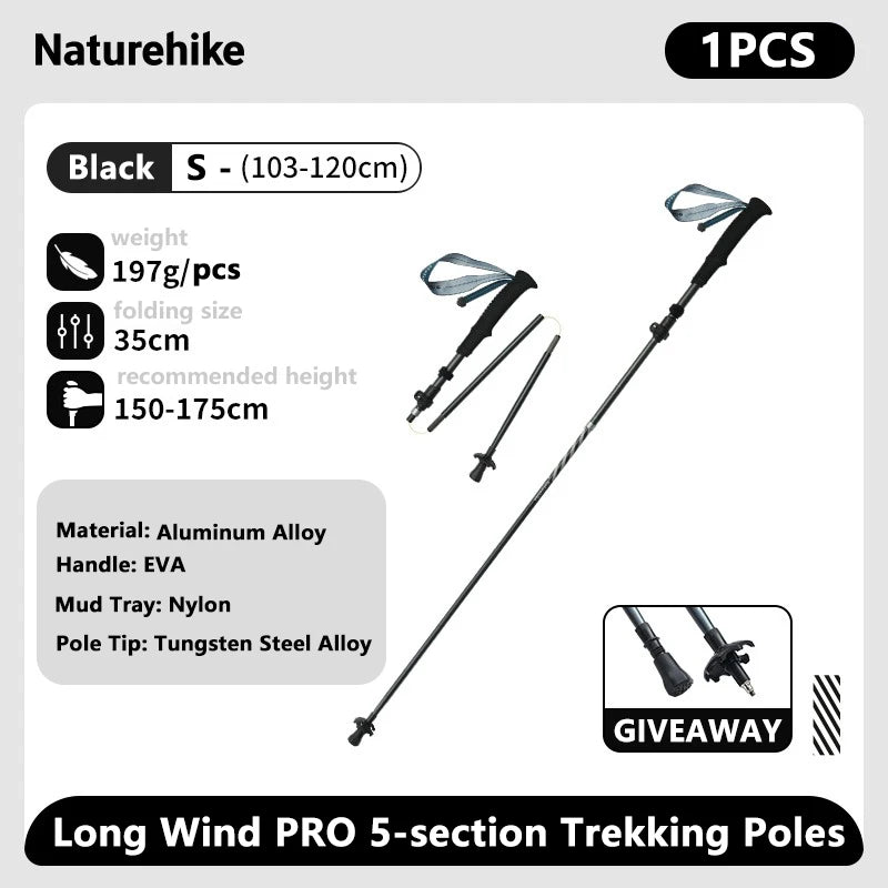 Naturehike Climbing Sticks Ultralight Outdoor Folding Trekking Poles Hiking Pole Collapsible Quick Lock Stick Carbon Fiber Poles