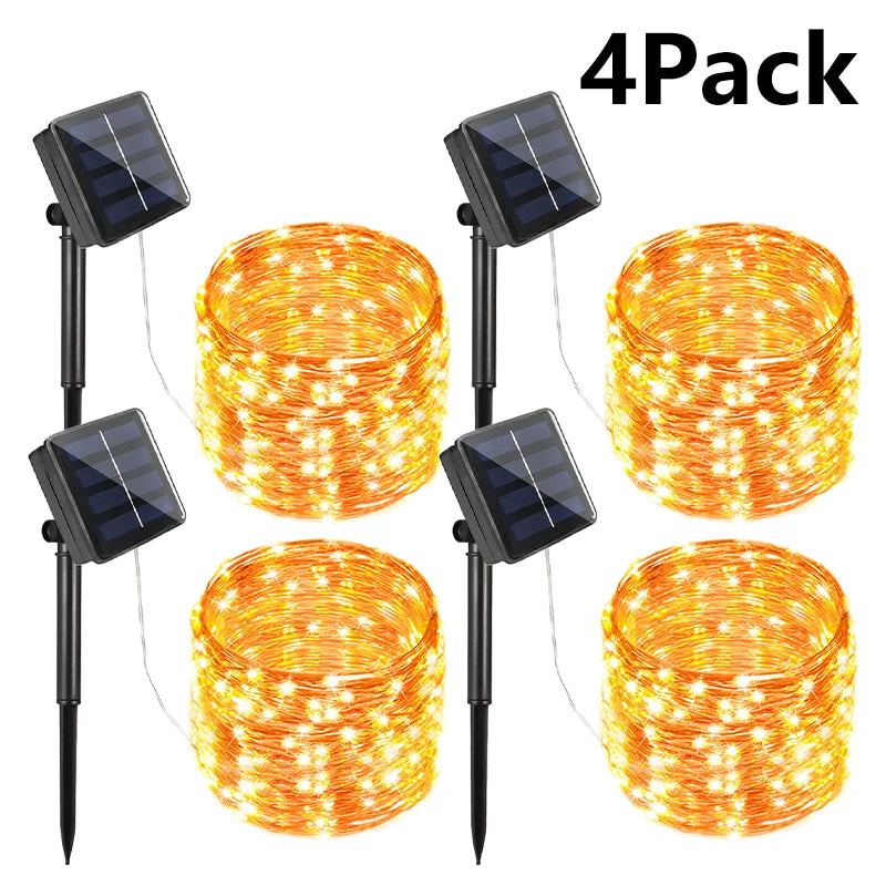Solar Powered Fairy Lights 7M 12M 22M 32M Outdoor Waterproof LED String Lights 8 Modes for Garden Patio Tree Decor