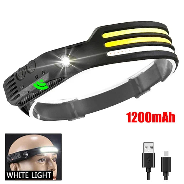 6 Modes LED Induction Headlamp COB Sensor Head Lamp Rechargeable Built-in Battery Flashlight Outdoor Work Lighting Headlights