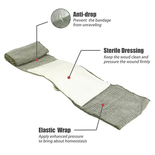 4inch/6inch Medical Trauma Kit Israeli Bandage Emergency First Aid for Outdoor Camping Hiking - Wound Care Security Protection