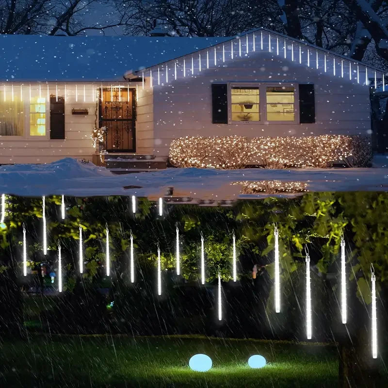 LED Solar Meteor Shower Lights 50cm 8 Tubes Waterfall Tree Lights Outdoor Garden Decorations Easy to Install