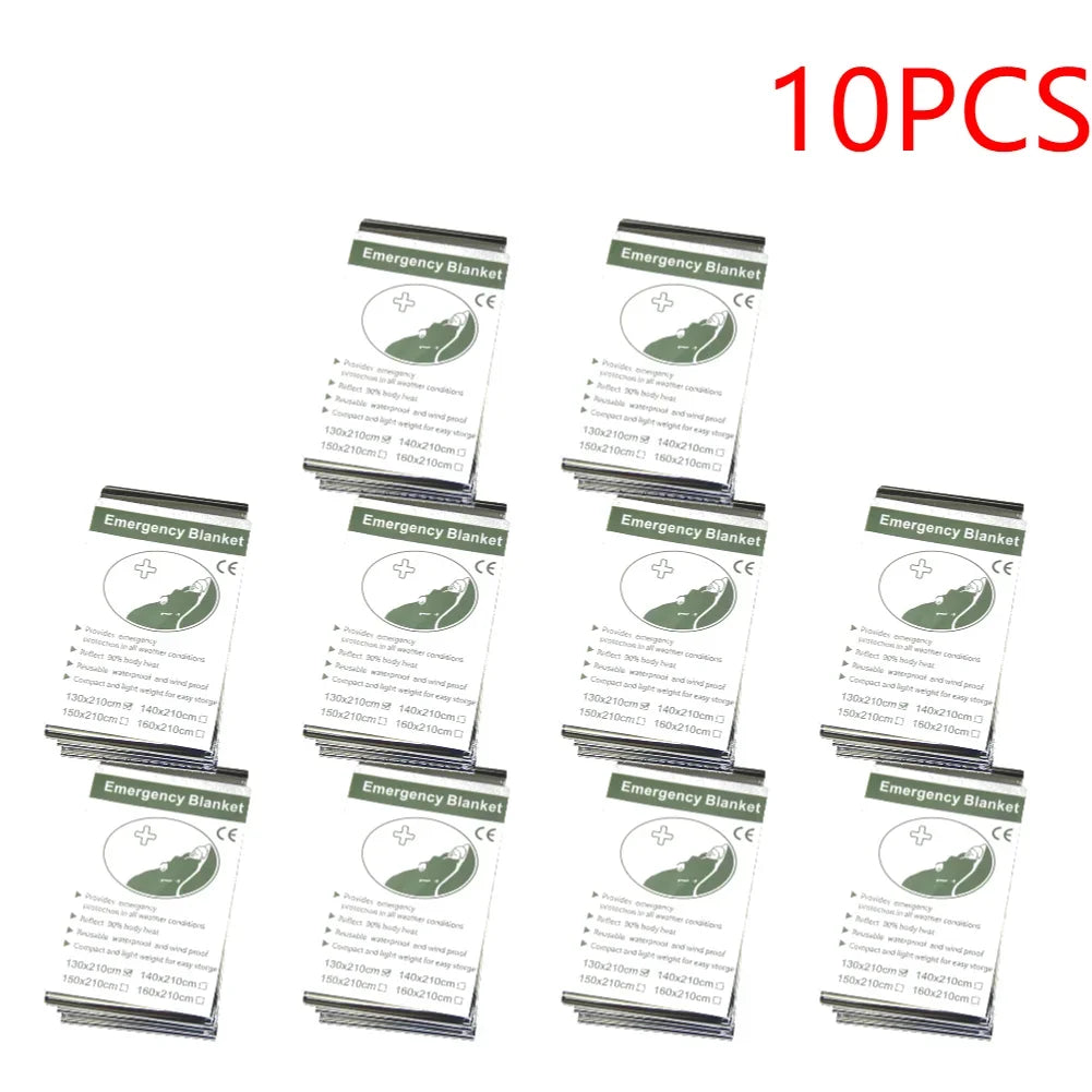 1-20PCS Emergency Blanket Outdoor Survival First Aid Kit Windproof Insulation Lifesaving PET Keep Foil Thermal Rescue Blanket