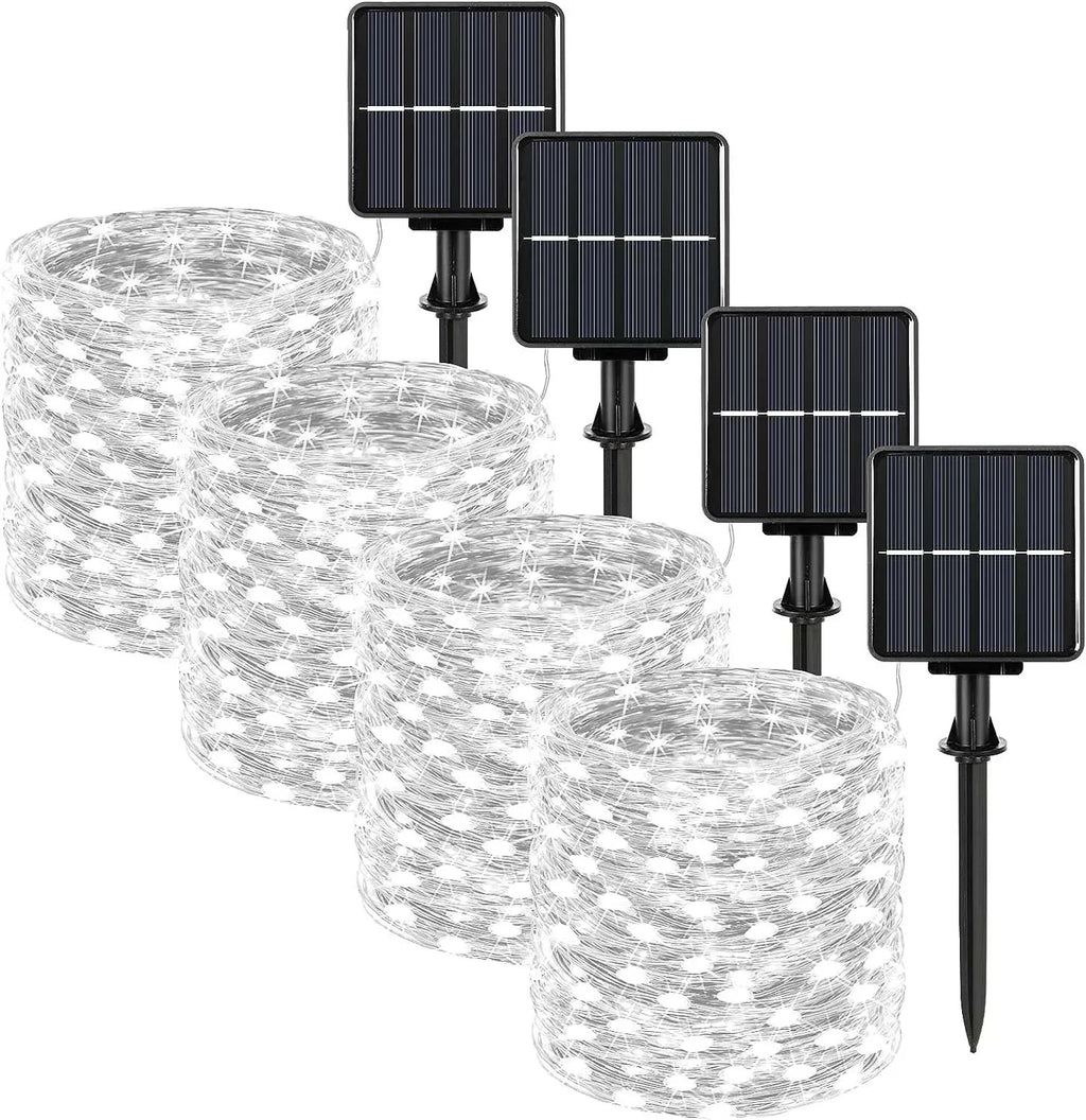 Solar Powered Fairy Lights 7M 12M 22M 32M Outdoor Waterproof LED String Lights 8 Modes for Garden Patio Tree Decor