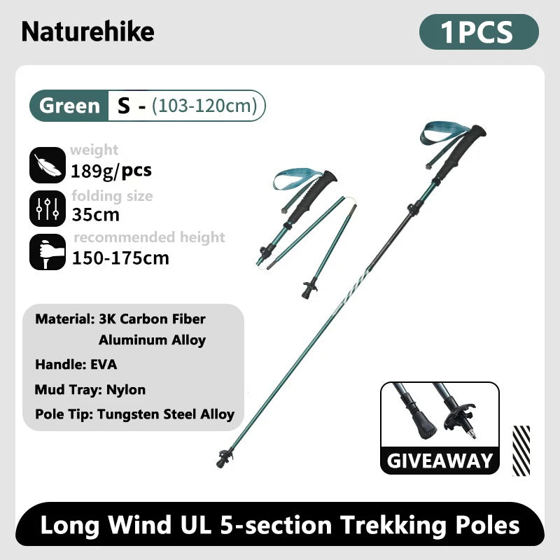 Naturehike Climbing Sticks Ultralight Outdoor Folding Trekking Poles Hiking Pole Collapsible Quick Lock Stick Carbon Fiber Poles