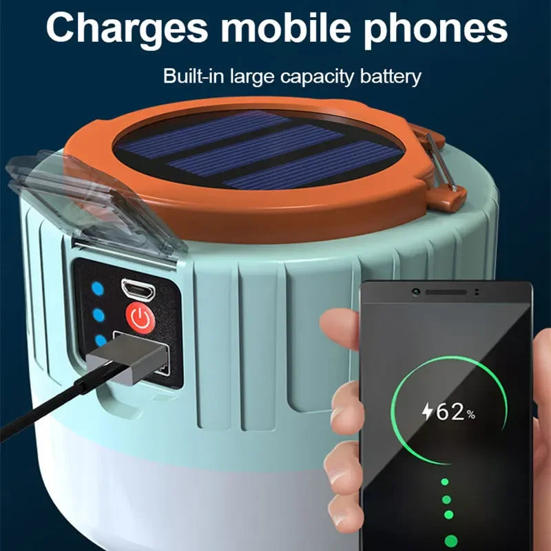 Outdoor Solar LED Camping Lights USB Rechargeable Portable Lanterns Emergency Lights For Fishing Camping Lighting