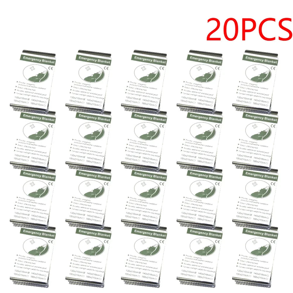 1-20PCS Emergency Blanket Outdoor Survival First Aid Kit Windproof Insulation Lifesaving PET Keep Foil Thermal Rescue Blanket