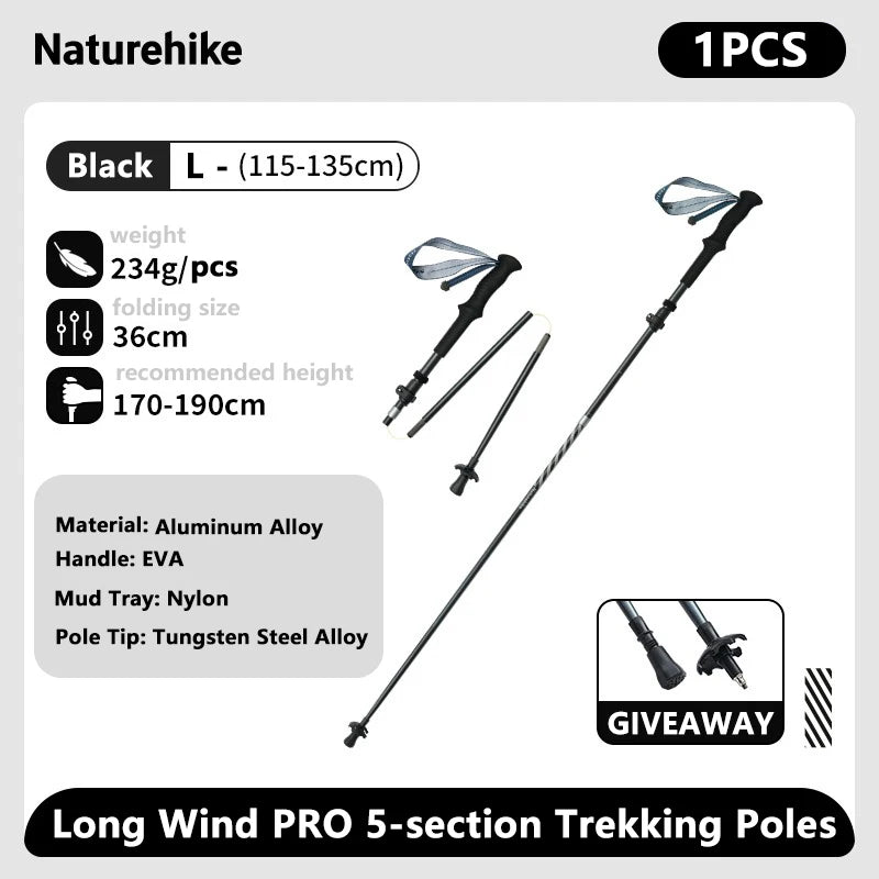 Naturehike Climbing Sticks Ultralight Outdoor Folding Trekking Poles Hiking Pole Collapsible Quick Lock Stick Carbon Fiber Poles
