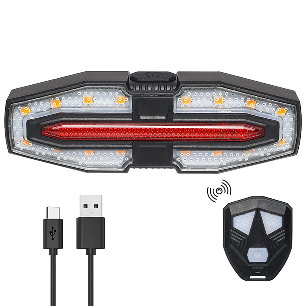 Rechargeable Bike Tail Light with Turn Signals Bicycle Rear Light Wireless Remote Control Warning Cycling Light for Night Riding
