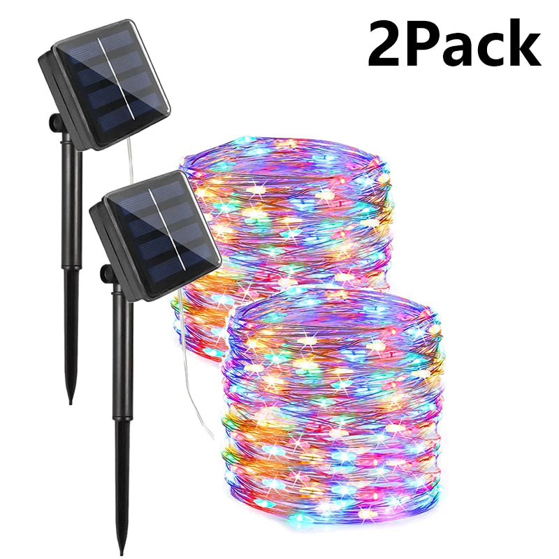 Solar Powered Fairy Lights 7M 12M 22M 32M Outdoor Waterproof LED String Lights 8 Modes for Garden Patio Tree Decor