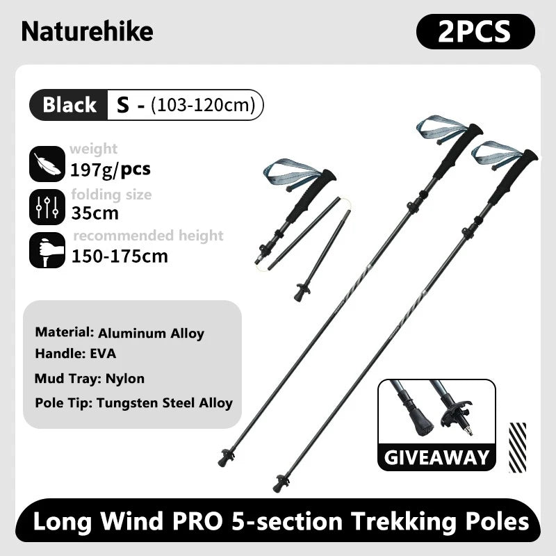 Naturehike Climbing Sticks Ultralight Outdoor Folding Trekking Poles Hiking Pole Collapsible Quick Lock Stick Carbon Fiber Poles