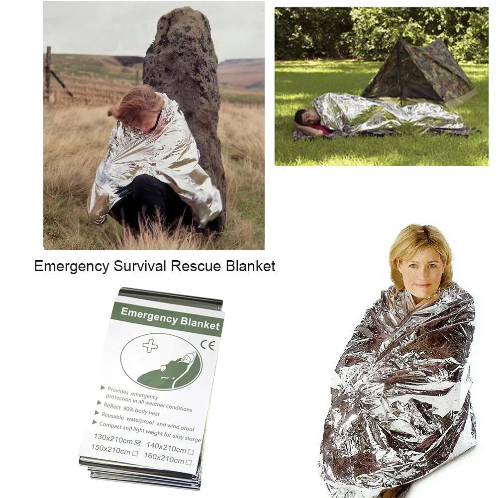 1-20PCS Emergency Blanket Outdoor Survival First Aid Kit Windproof Insulation Lifesaving PET Keep Foil Thermal Rescue Blanket